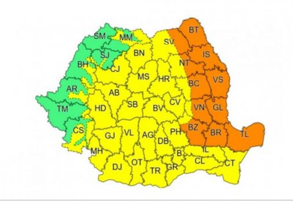 ANM a lansat avertizare de cod galben în mai multe județe!