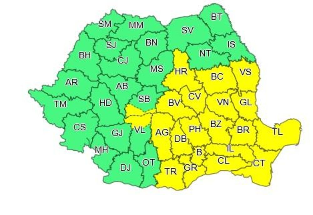COD GALBEN de furtuni în jumătate din țară