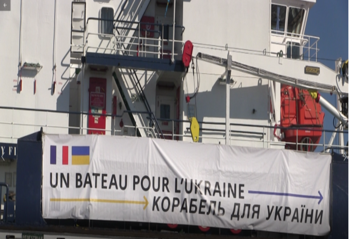 VIDEO Nava franceză cu ajutoare umanitare pentru Ucraina a ajuns în Portul Agigea