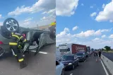 Grav accident rutier pe DN5, Giurgiu - București. Trei persoane au fost rănite, o coloană de mașini de 4 kilometri s-a format