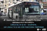 Modificări în transportul public din București: liniile 66, 69 și 85 vor circula pe trasee scurtate sâmbătă