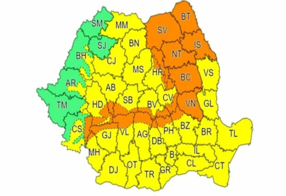 Avertizări Cod portocaliu de ninsori și viscol la munte și Cod galben de vânt puternic în Dâmbovița 
