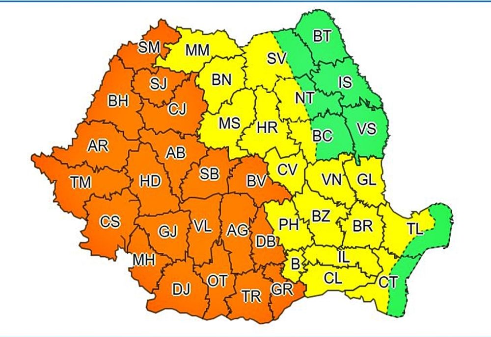 ALERTĂ METEO. Cod portocaliu de vijelii în jumătate de țară / Prognoză specială pentru Capitală