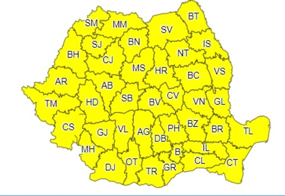 Vreme rea și mâine în toată țara/ ANM a emis noi avertizări de ploi torențiale
