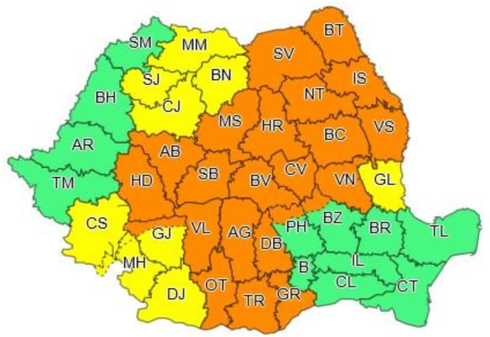 Cod portocaliu de furtuni violente, în jumătate din țară