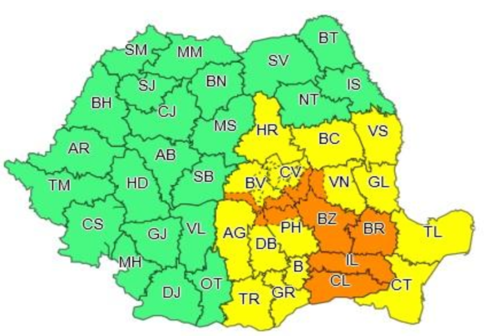 Avertizare meteo: cod PORTOCALIU de fenomene severe