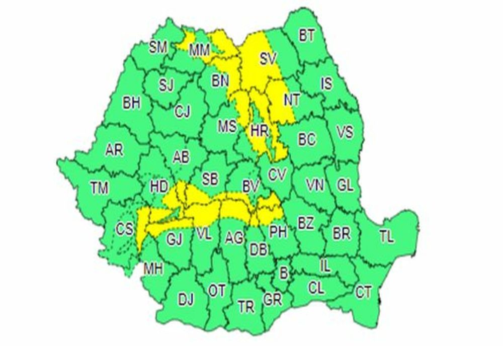 COD GALBEN de vânt și ninsori, la munte