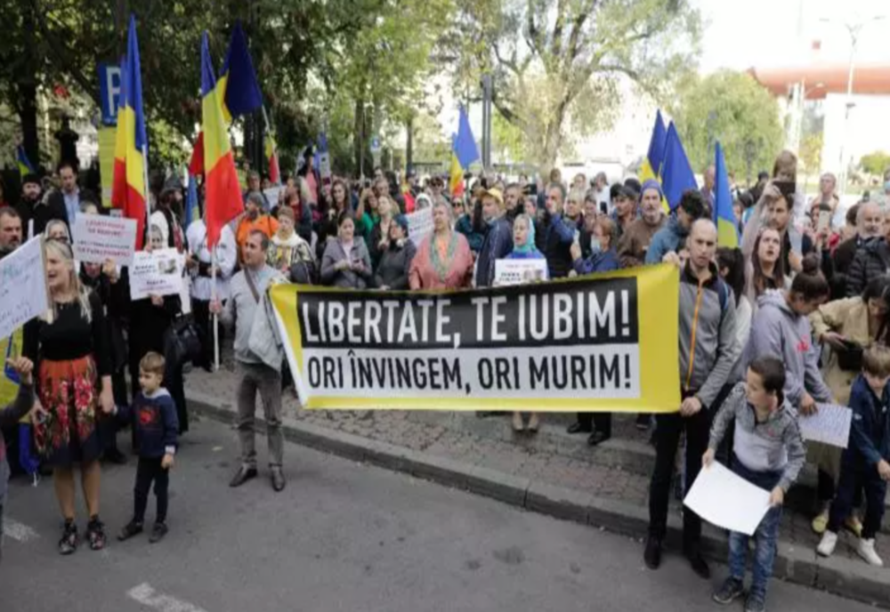 VIDEO Protest fără mască în București