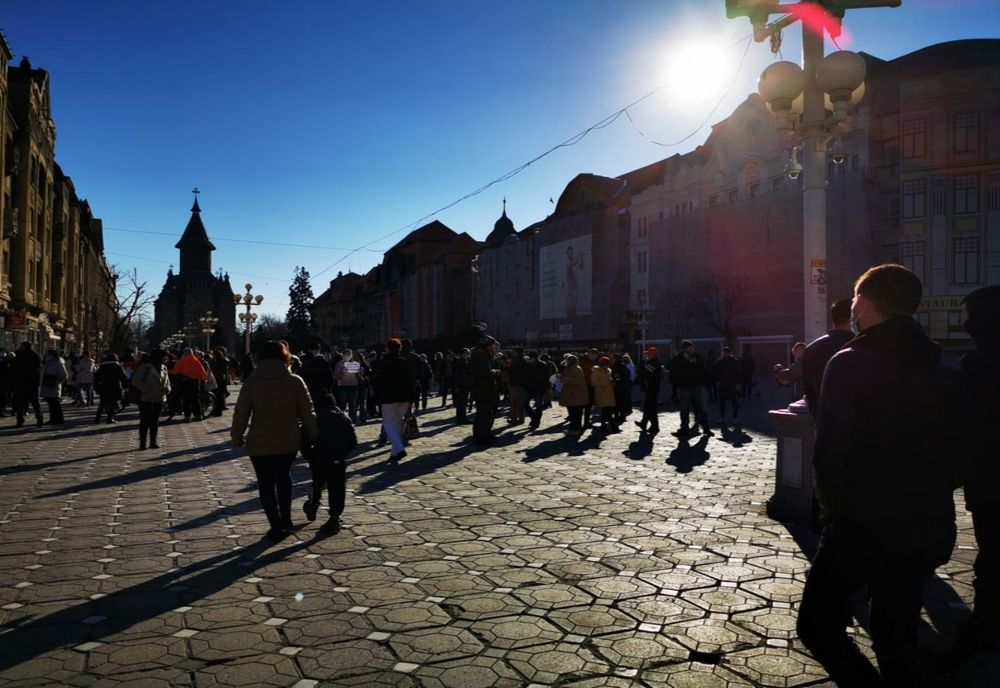 Protest față de carantină și purtarea măștii, în centrul Timișoarei