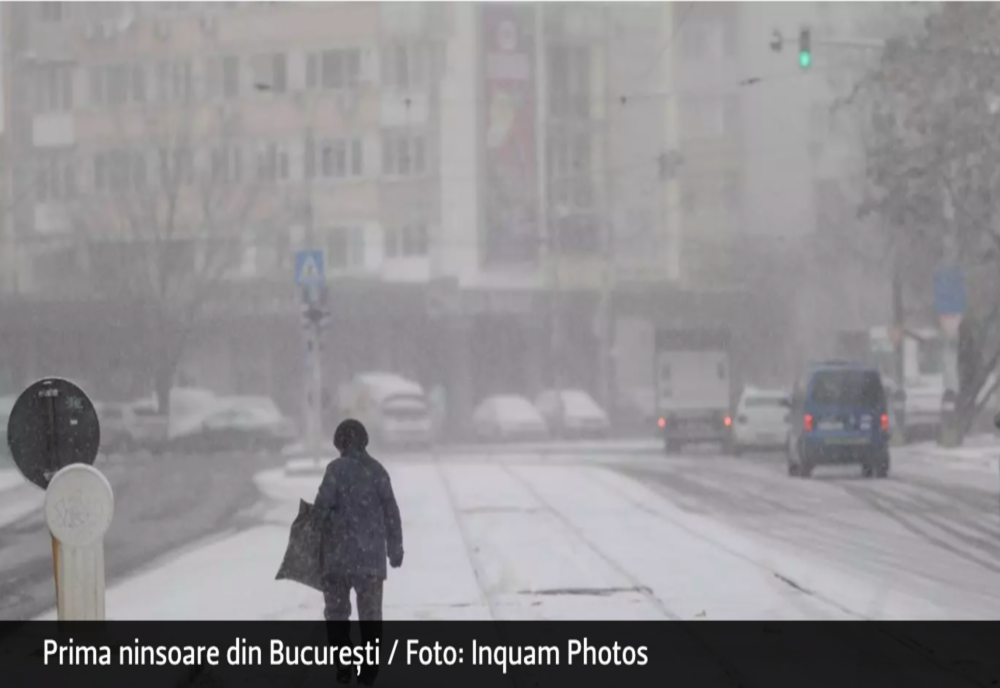 Prima zăpadă din București - a nins doar în câteva zone din Capitală